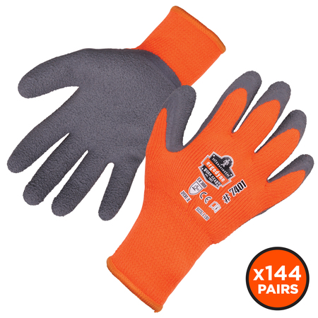 PROFLEX BY ERGODYNE Orange Coated Lightweight Winter Work Gloves, M, PK144 7401-CASE